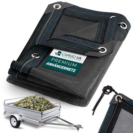 CargoVA® Fine Mesh Trailer Net 1 x 2 m – Black Fine Mesh Cover Net with Rubber Cord – for Optimal Load Securing