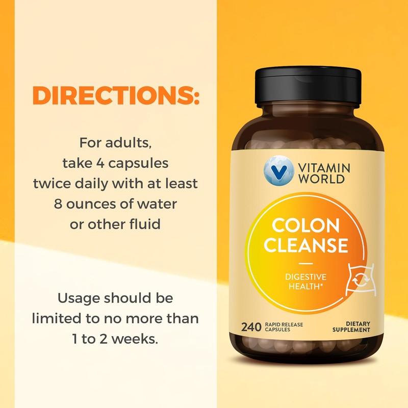Vitamin World Colon Cleanse - 240 Capsules, Gut Detox with