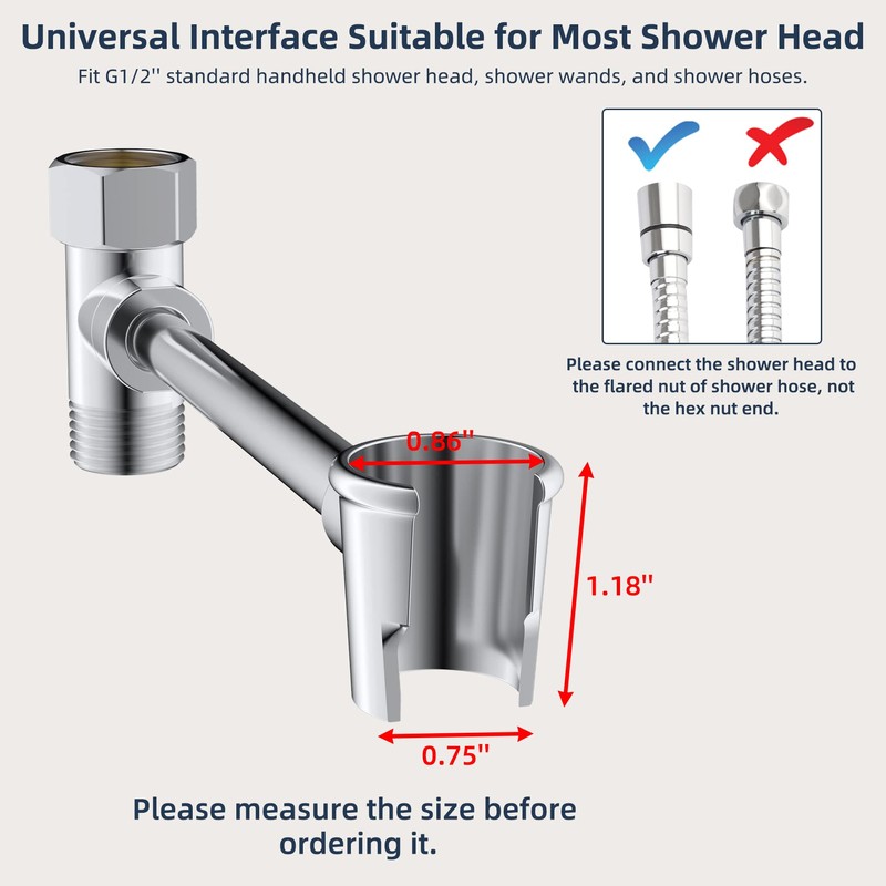 Hibbent All Metal Shower Head Holder, Adjustable Solid Brass Showerhead