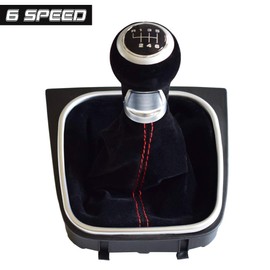 Manual 6 Speed Suede Black Leather Gear Shift knob Complete Gaiter Boot for Golf 5 Golf 6 MK5 MK6 R32 GTI 2004-2009 (6 Speed)