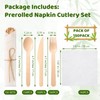 Nuenen 600 Pcs Pre Rolled Napkin and Bamboo Cutlery Set