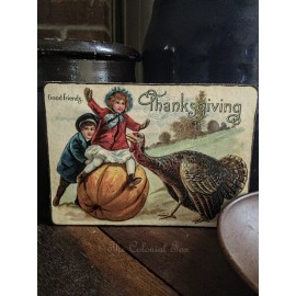 Vintage Thanksgiving Turkey Print Antique Reproduction Portrait on 8x10 Canvas