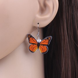 SHIGIE Acrylic Orange Monarch Butterfly Earrings Dangle Spring Summer Insects Animals Jewelry For Women Charms Gifts (Orange)