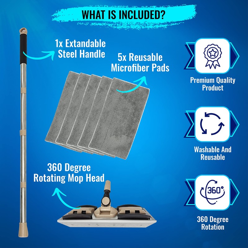 MAYSHINE Microfiber Hardwood Floor Wet and Dry Dust Mop w/