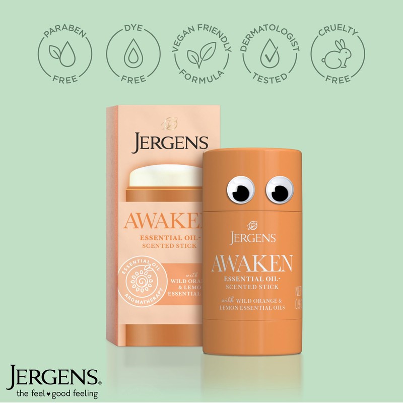 Jergens Awaken Essential Oil-Scented Stick, Calming Aromatherapy Stick with Wild