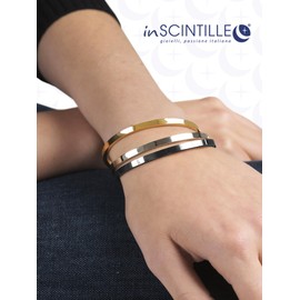 inSCINTILLE Women's Stainless Steel Gold / Silver / Black Rigid Bracelet Height 4/6/8 mm in Gift Box, Stainless Steel