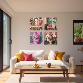 NAIMOER 4 Pack Animals Paint by Numbers Kits for Adults Beginner with Wooden Framed, Color by Numbers on Canvas Painting Kits for Adults, Easy Paint DIY Acrylic for Home Wall Decor 8X8 Inch