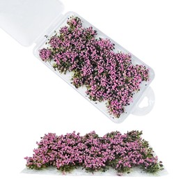 Woohome 32 PCS Static Grass Tuft Model Grass Tufts Railway Artificial Grass Pink Bushy Tuft Flower Cluster Vegetation Groups for DIY Architecture Building Model Train Landscape Railroad Scenery