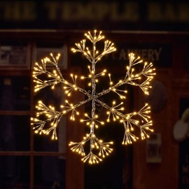 Lightshare 24Inch 240 Led Starburst Snowflake Light, Twinkle and Warm White Lights, Silver Finish, Plug in for Home Garden Decoration,Wedding,Birthday,Christmas,Holiday,Party Decoration, Extra Screws