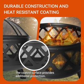 Red Mountain Valley 37" Outdoor Fire Pit – 2-in-1 Metal Fireplace with Log Grate & Fire Poker, Perfect for Patios, Gardens, and Backyards