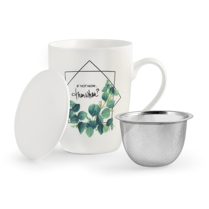 H&H Botanic Tisaniera, New Bone China, Decori Assortiti, Filtro Inox,