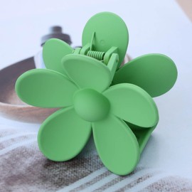 Aneneiceera Vintage Acrylic Flower Hair Clip Neon Daisy Hair Jaw Clip Orange Ponytail Claw Barrette Minimalist Floral Hair Clip Hair Accessories for Women (Green)