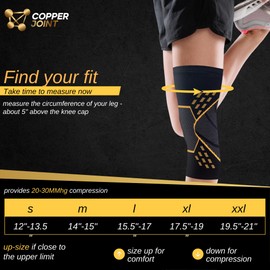 CopperJoint Pull On Knee Brace Women & Men Workout - Copper Infused Knee Sleeves for Men, Elastic Compression Knees Support Braces for Fitness, Volleyball, Basketball, Running, Sports (Large)