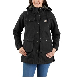Carhartt Womens Loose Fit Weathered Duck Coat Outerwear, Black, X-Small US