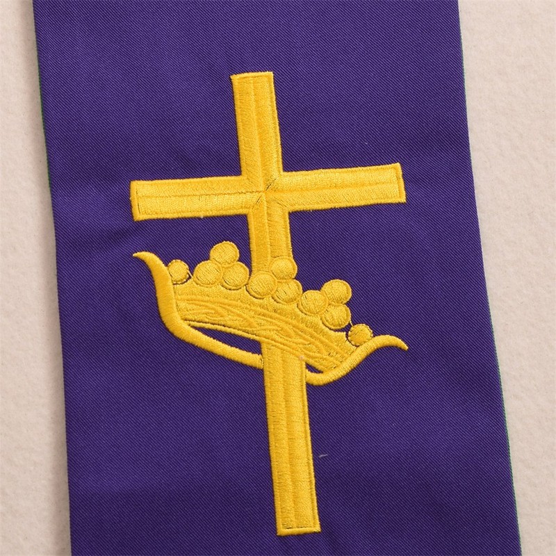 BLESSUME Church Pastor Reversible Stole with Tassels (Purple & Green)