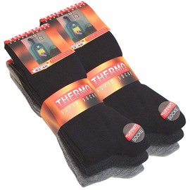 6 Pairs of Mens Thermal Socks, full terry Plain socks