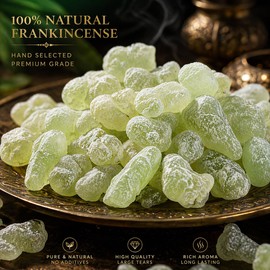 Qicai Xiaolu Luxury Omani Green Frankincense Resin Gift Set, High-Grade Incense Tears, Fresh Citrusy Aroma for Spiritual Rituals, Meditation, Relaxation & Home Fragrance (28g / 56g) (28)