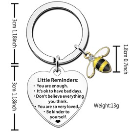 JETTOP Mental Health Gifts Keyring Good Luck Gifts for Exams Positive Gifts Bee for Women Men Little Reminders You are Enough Gifts