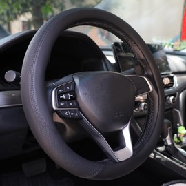 SZYUCHEN Steering Wheel Cover for Lexus RX350 RX NX200T NX 350 NX300 NX350 ES ES350 IS250 IS350 IS300 RX450h IS460 300 LX LS UX F Sport Car Accessories, 2024 Black Leather 14.5-15 inch