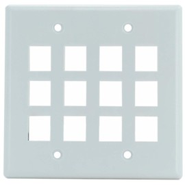 Legrand On-Q WP3412WH 12 Port Keystone Two Gang Wall Plate, Supports Keystone Insert, Screw-In Plastic, White