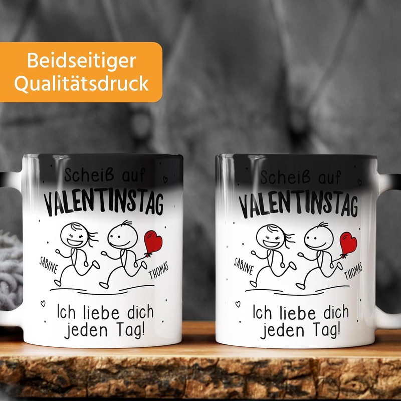 SpecialMe® Herzhenkel -Tasse Zaubertasse Liebe personalisiert mit Wunschnamen Spruch Scheiß