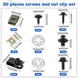 Srup Blechmutter Schraube Mutter Clip Kit, Karosserieschrauben & U Type Karosserie Clips, Karosserieschrauben Set, Universal Blechmutter Schraube Mutter Clip Kit, Auto Kunststoff Clips
