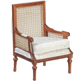 Melody Jane Dolls Houses Dollhouse Armchair Louis XV Bergere Walnut JBM Miniature Living Room Furniture