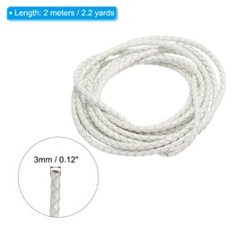 PATIKIL Round Braided Leather Cord, 3mm Round Braided Genuine Leather Cord Rope Folded for Crafts Jewelry Making Necklace Bracelets, White (2.2 Yards)