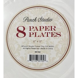 Punch Studio 8 in Dessert Appetizer Paper Plates, 8 ct, Blue Winter Peacock 66162
