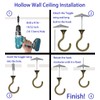 4 Sets Heavy Duty Swag Ceiling Hooks with Hardware for