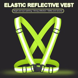 TSHAOUN Reflective Vest, Running Safety Vest, Bicycle Vest, Reflective Safety Vest, Reflective Vest Jogging for Adults Children, Reflectors, Elastic Running Vest (Green)