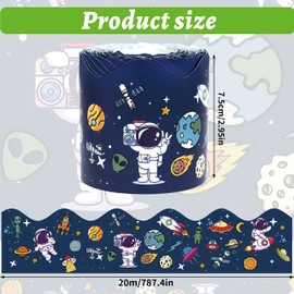 VESMATITY 65.6ft Galactic Space Astronauts Bulletin Board Borders Straight Rolled Border Trim Decoration for School Classroom Offices Blackboards Drawing Boards Desks Windows Doors