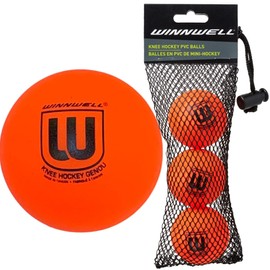 Winnwell PVC Knee Hockey Balls - Indoor Hockey Floor Balls for Mini Stick Nets - Mini Hockey Balls with Mesh Bag -50mm 30gram Weight (Orange)