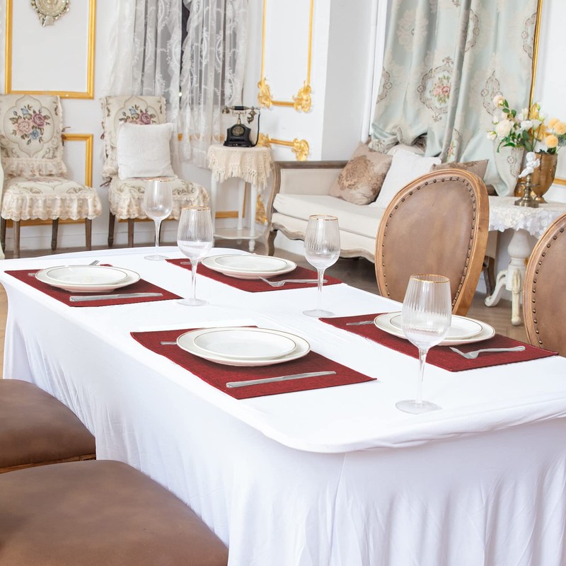 Linen Fabric Placemats Set of 4, Machine Washable, Heat Resistant,