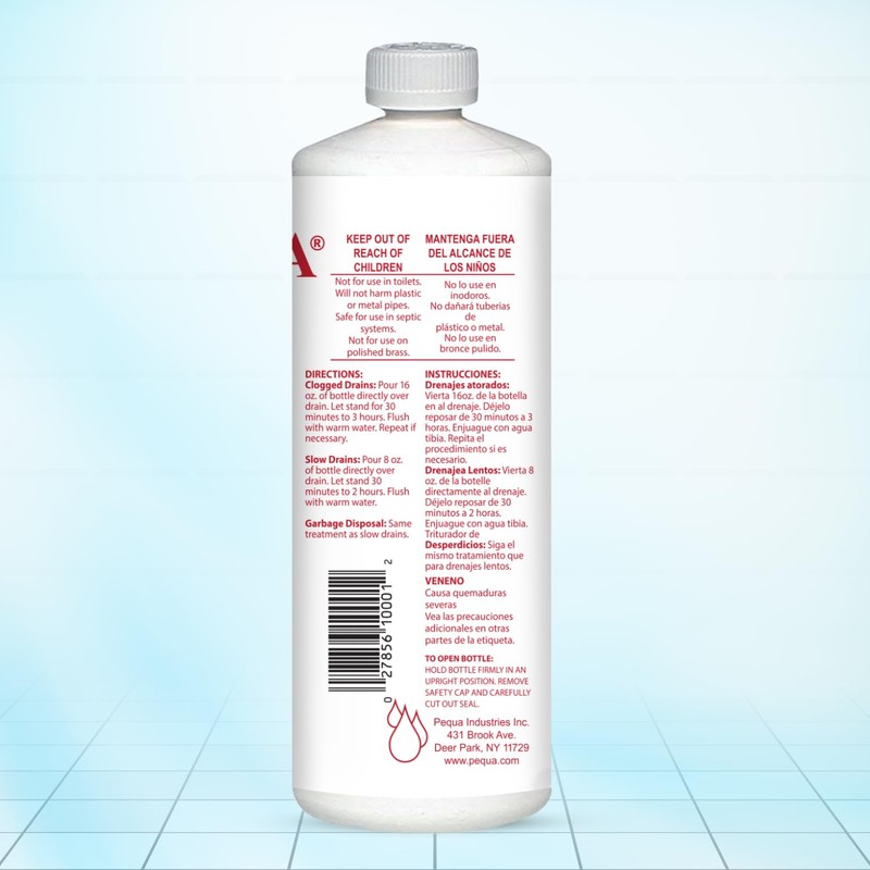 PEQUA INDUSTRIES Pequa Heavy Duty Drain Opener, Non-Acid, Fast-Acting Formula,