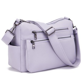 YZAOLL Large Crossbody Bags for Women Vegan Leather Tote with Adjustable Wide Strap Water-resistant Work Purse with 10 Pockets Purple