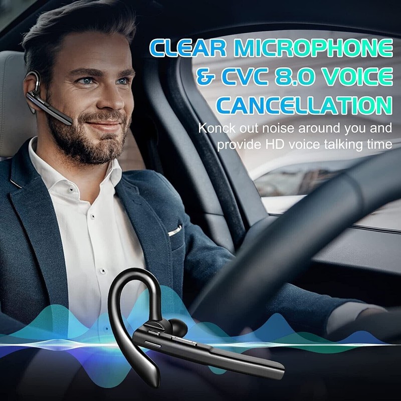 Bruggex Wireless Bluetooth 5.3 Earpiece Noise Cancelling Trucker Headset Dual