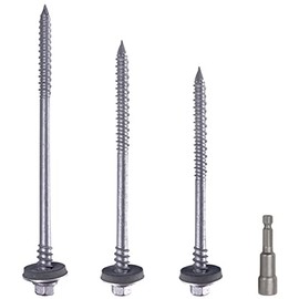 (Pack of 16) Hex Head Self Drilling 1/4" x 10" Carbon Steel Screws with EPDM Washers for Fixing Sandwich Panels (16, 6.4 x 260mm)