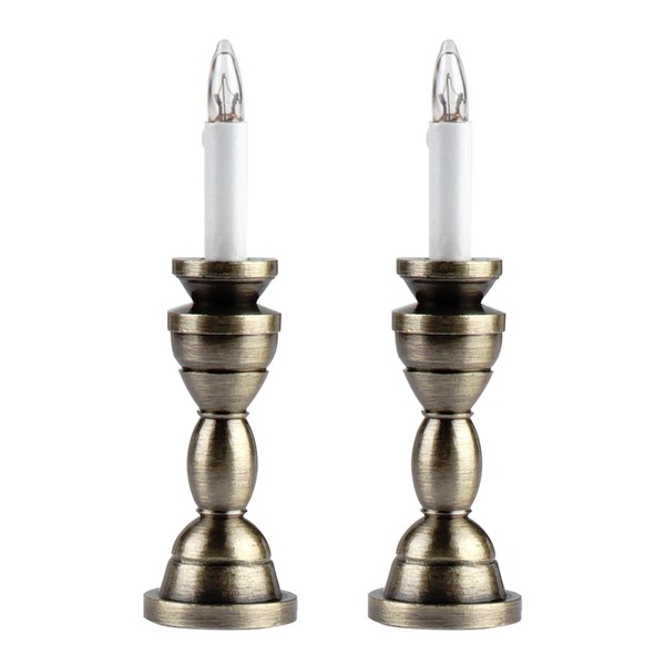 Waldosia 2PCS 1:12 Scale Dollhouse Miniature 12v Powered Candle Lamp