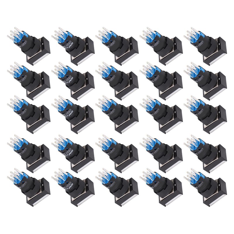 25 Pcs Industrial Push Button Switch Self Locking Push Button