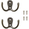 NoBrand 2 Pcs Double Prong Robe Hooks, Dual Coat Hooks