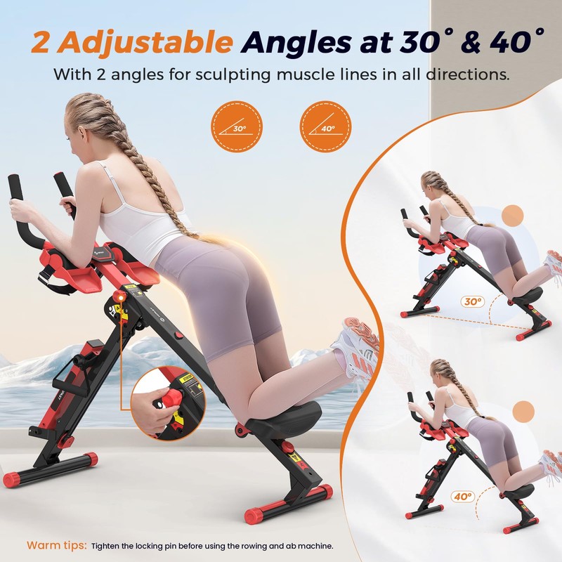 Rowing Machines for Home, 4 in 1 Rowing and Ab