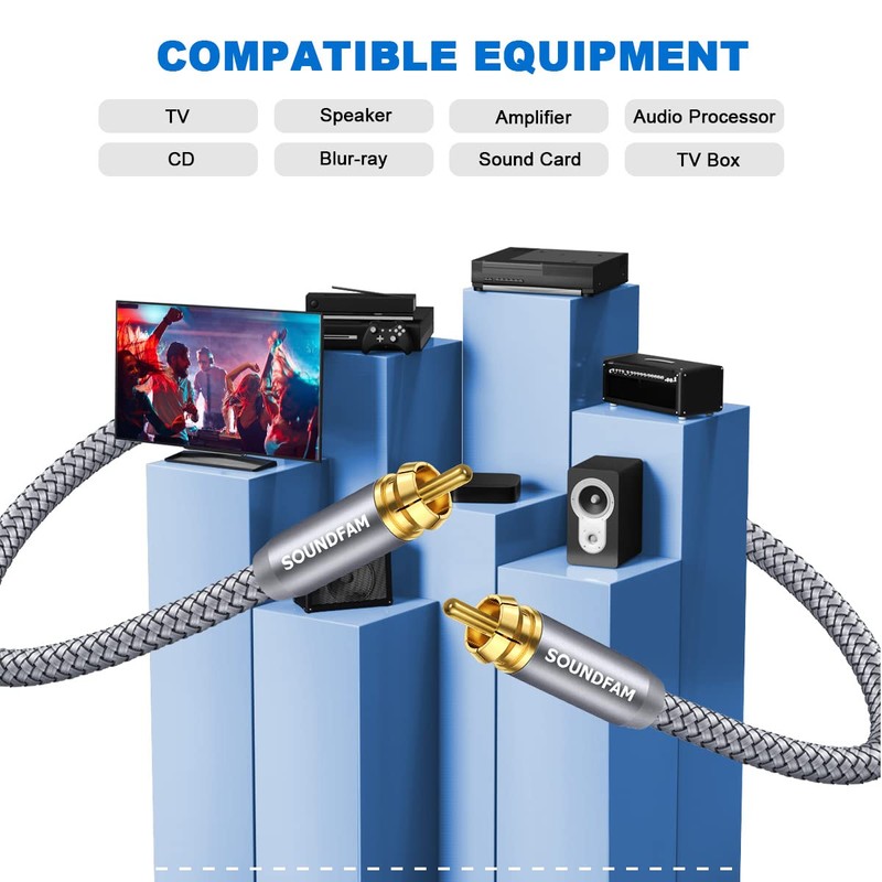 SOUNDFAM - Cable de subwoofer RCA de 3 m, conector