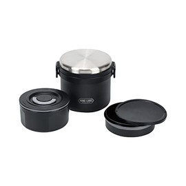 Pearl Metal Home Label HB-5665 Lunch Jar, 1000, Bento Lunch Box , Donburi, All Vacuum, Stainless Steel, Heat Retention, Cold Retention, Black