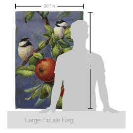 Breeze Decor H105034-BO Chickadees & Apples Garden Friends Birds Decorative Vertical, House Flag 28"x 40", Multi-Color