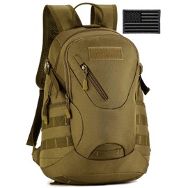 Protector Plus Tactical Motorcycle Backpack Small Military Cycling Daypack Army Assault Pack Bug Out Bag Hiking Camping Rucksack (Patch Included),Brown