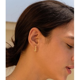 VACRONA Gold Hoop Earrings Huggie Earrings for Women 14k Gold Plated Small Hoops Green Snake Shell Beaded Earrings Hypoallergenic Jewelry Gift