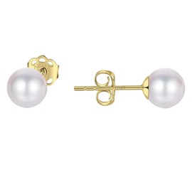 14K GOLD PLATED PEARL STUD PEARL EARRINGS