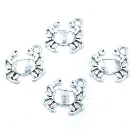 YOOGCORETT 30pcs Crab Sailing Animal Pendants Bulk Antique Tibetan Silver Charms Beads Pendants for DIY Crafts Necklace Bracelet Keychain Jewellery Making Alloy Pendants 16 X 14mm (Antique Silver)