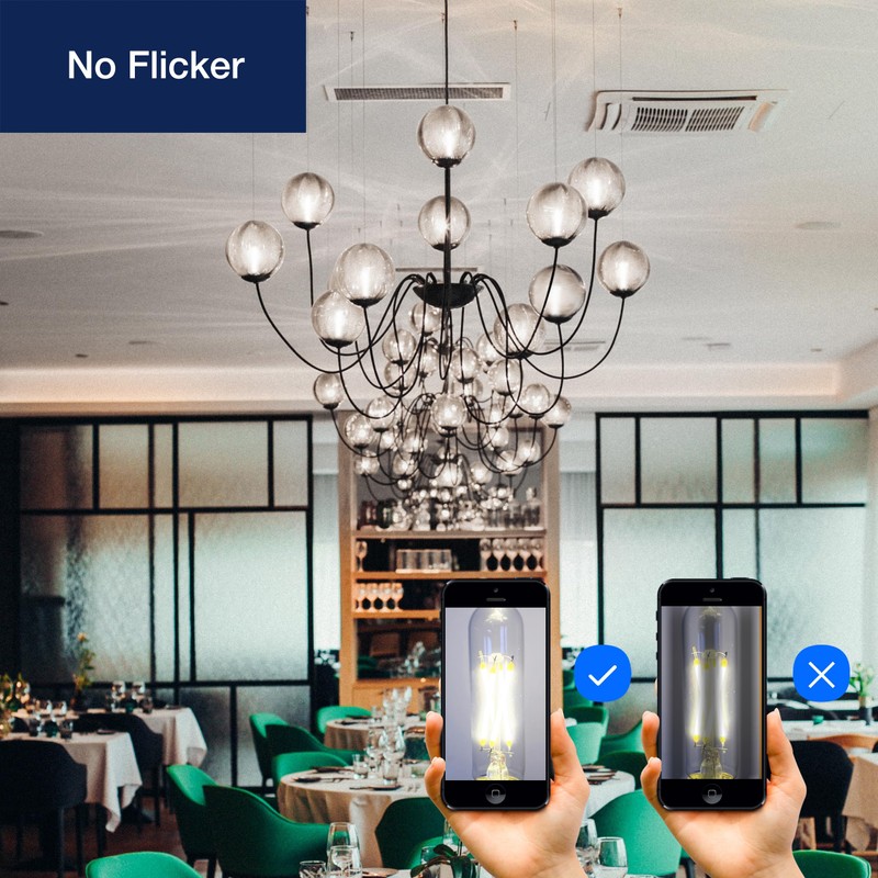 FLSNT 5000K Daylight Candelabra LED Bulbs 60W Equivalent, Dimmable T6/T25